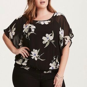 Torrid Floral Print Dolman Banded Top